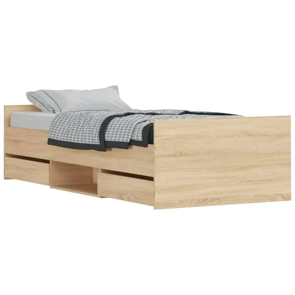 Bed Frame with Headboard and Footboard Sonoma Oak 92x187 cm Single Size 3203812