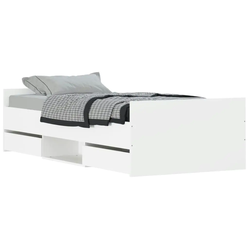 Bed Frame with Headboard and Footboard White 92x187 cm Single Size 3203810