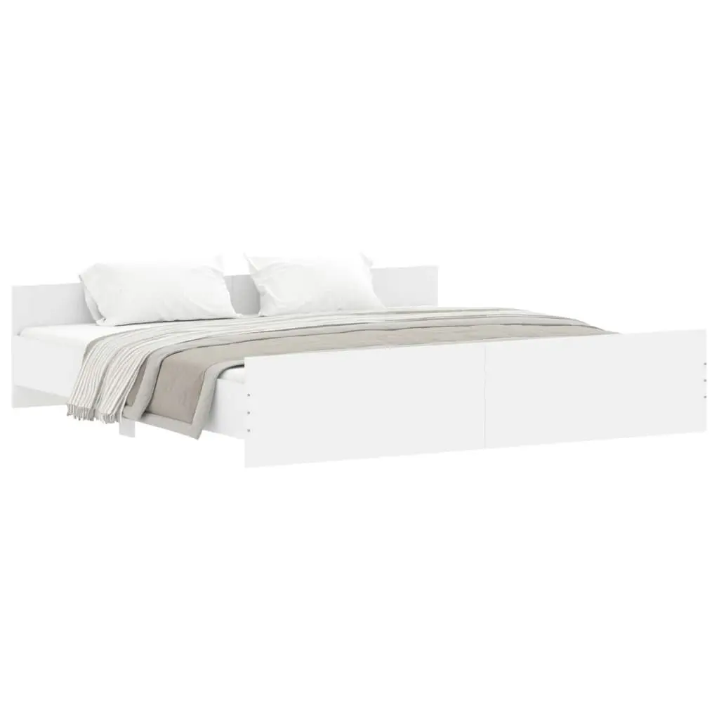 Bed Frame with Headboard and Footboard White 183x203 cm King Size 3203768