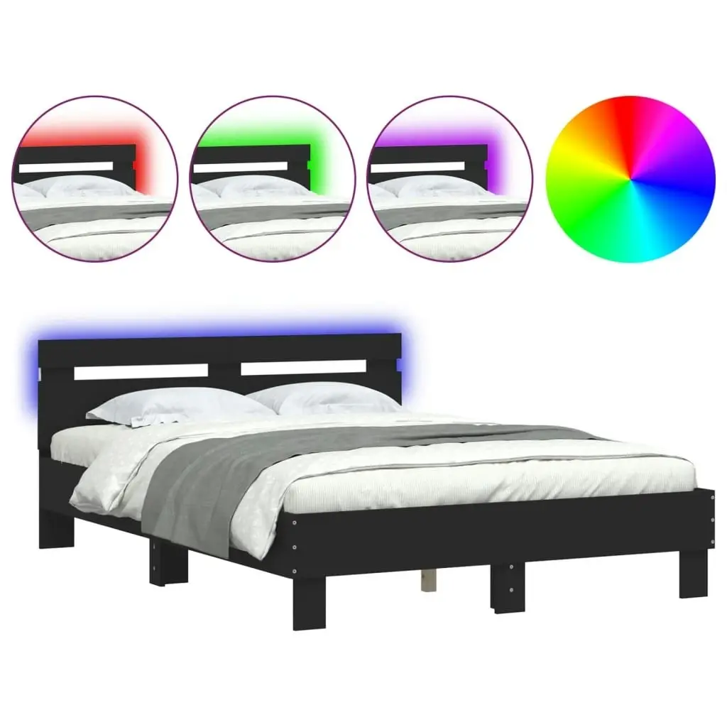 Bed Frame with Headboard and LED Black 135x190 cm 3207568