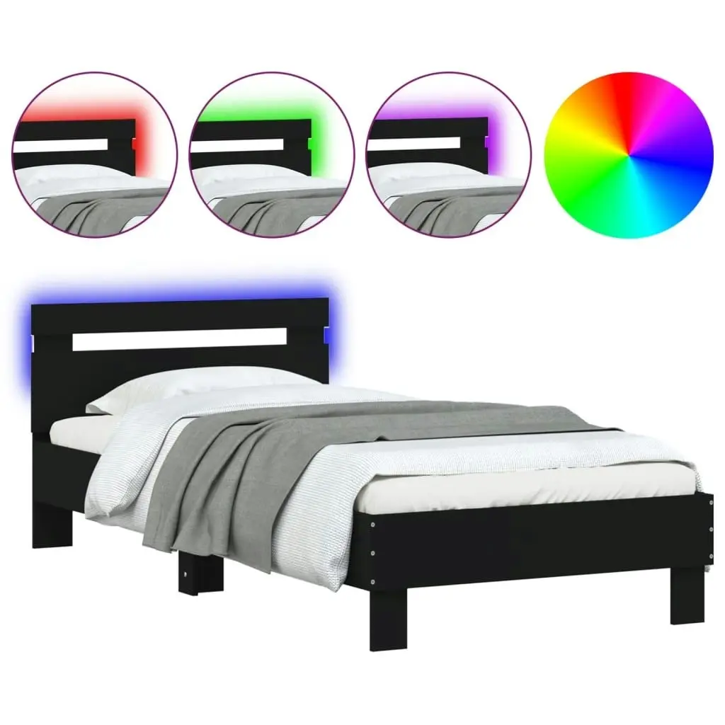 Bed Frame without Mattress with LED Lights Black 90x190 cm 838744