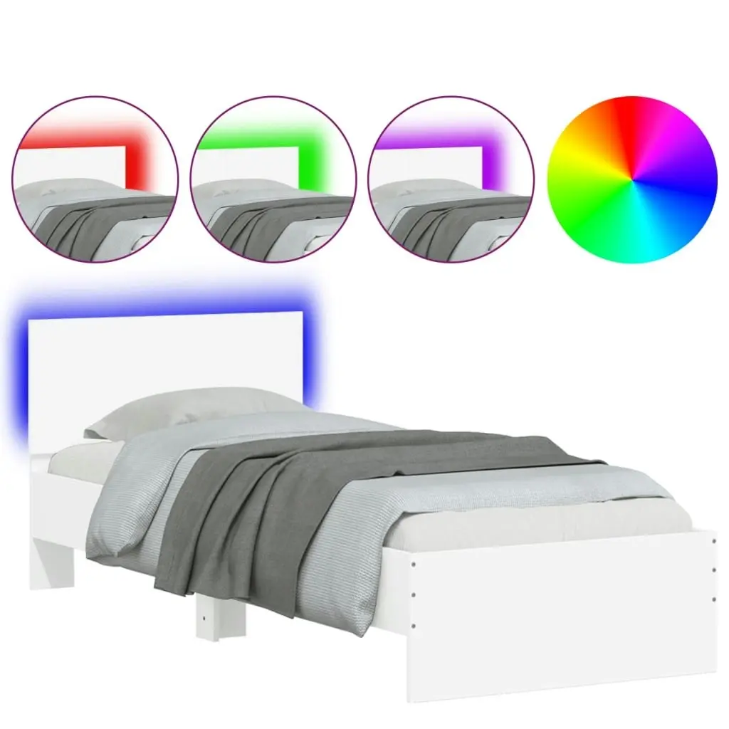 Bed Frame without Mattress with LED Lights White 90x190 cm 838834