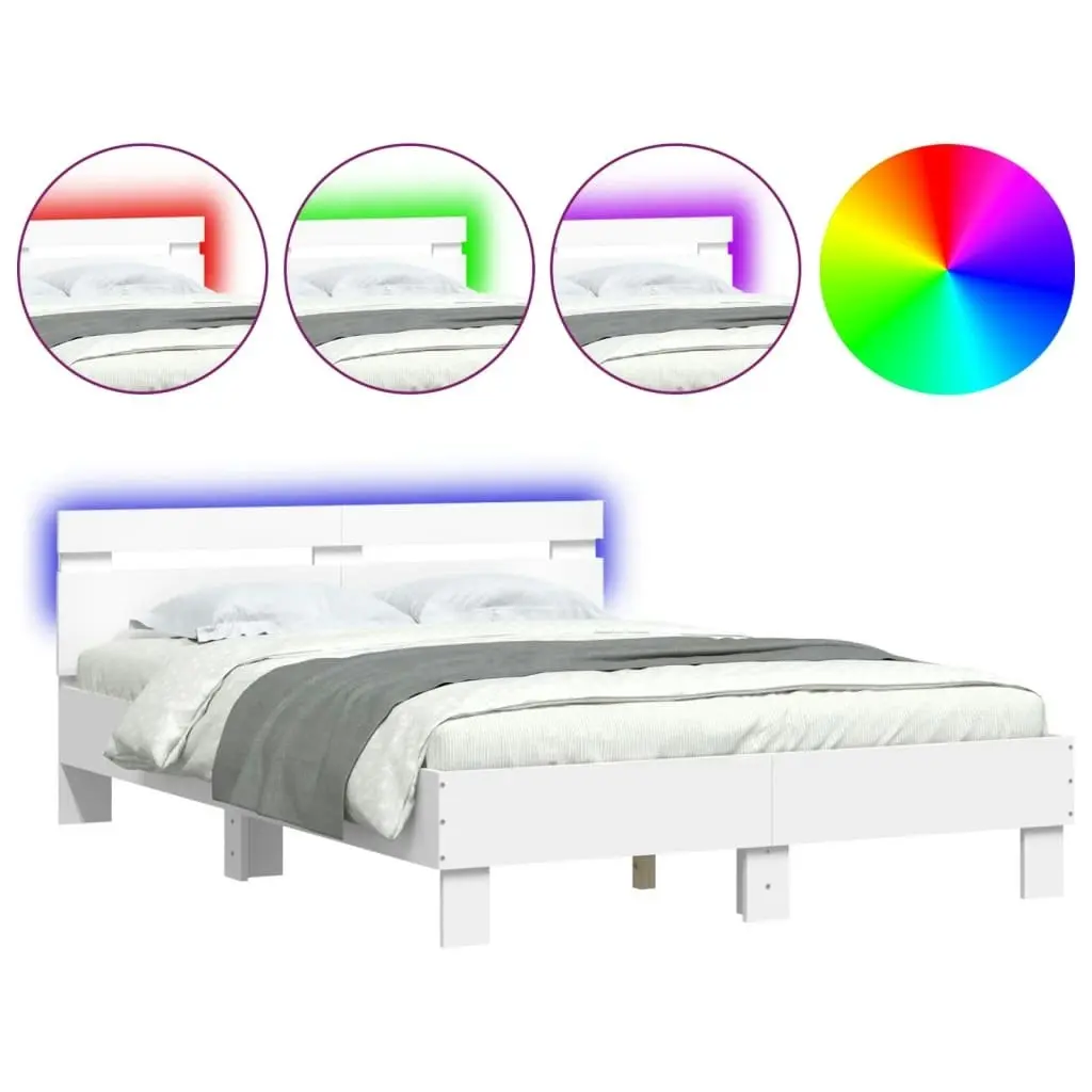 Bed Frame with Headboard and LED White 135x190 cm 3207567