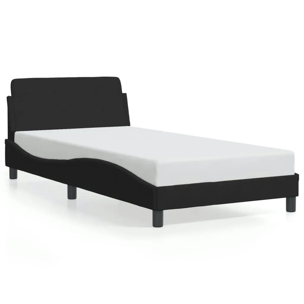 Bed Frame with Headboard Black 107x203 cm Velvet 373314