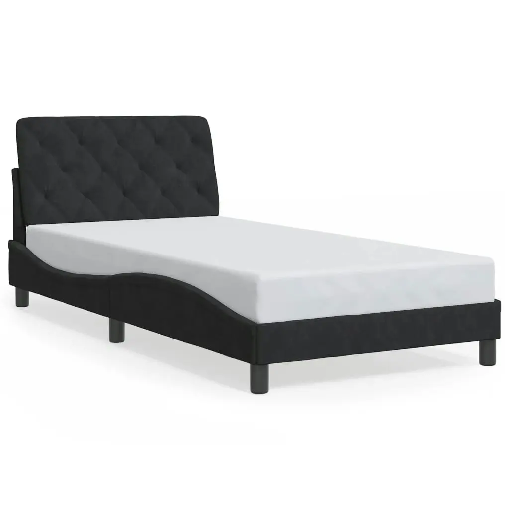 Bed Frame with Headboard Black 106x203 cm King Single Size Velvet 3208249