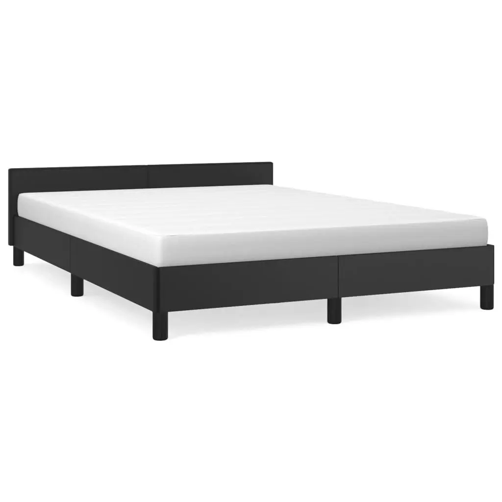 Bed Frame with Headboard Black 137x187 cm Double Faux Leather 347529