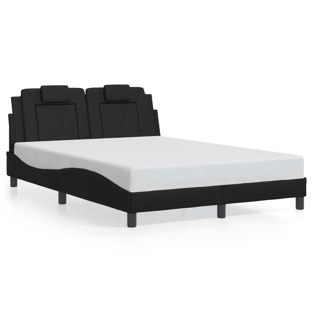 Bed Frame with Headboard Black 137x187 cm Double Size Faux Leather 3208130