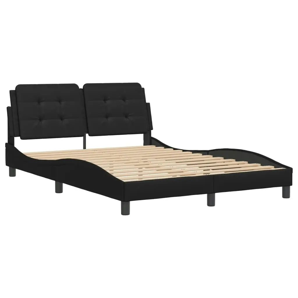 Bed Frame with Headboard Black 137x187 cm Double Size Faux Leather 3208218