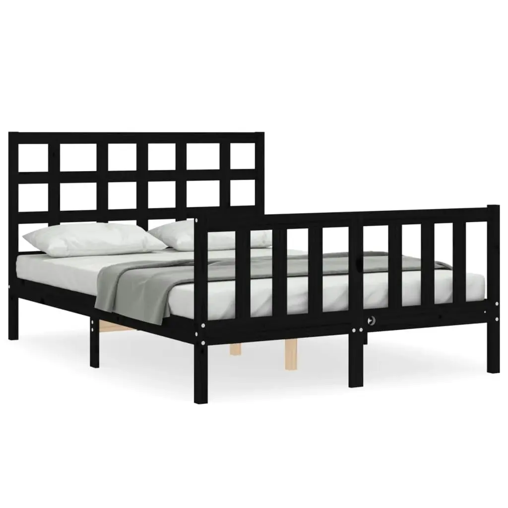 Bed Frame without Mattress Black 135x190 cm Solid Wood Pine 3192080