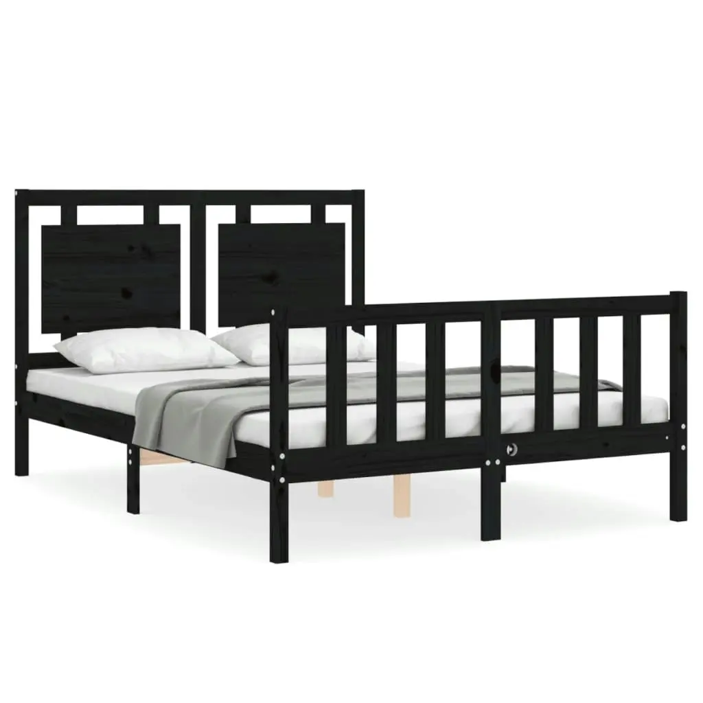 Bed Frame without Mattress Black 135x190 cm Solid Wood Pine 3192145