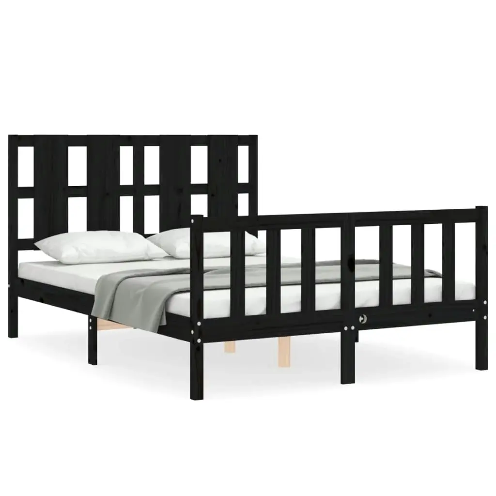 Bed Frame without Mattress Black 135x190 cm Solid Wood Pine 3192210