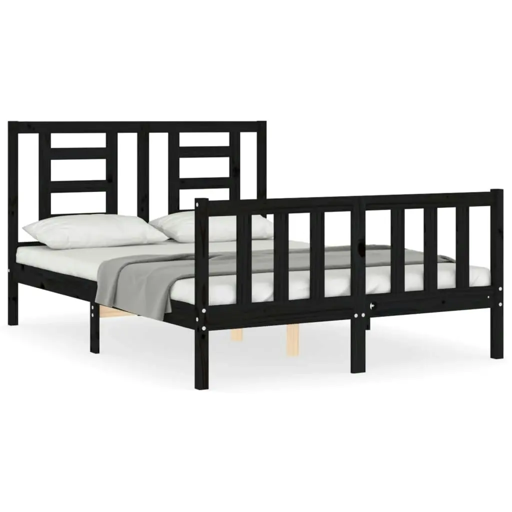 Bed Frame without Mattress Black 135x190 cm Solid Wood Pine 3192860