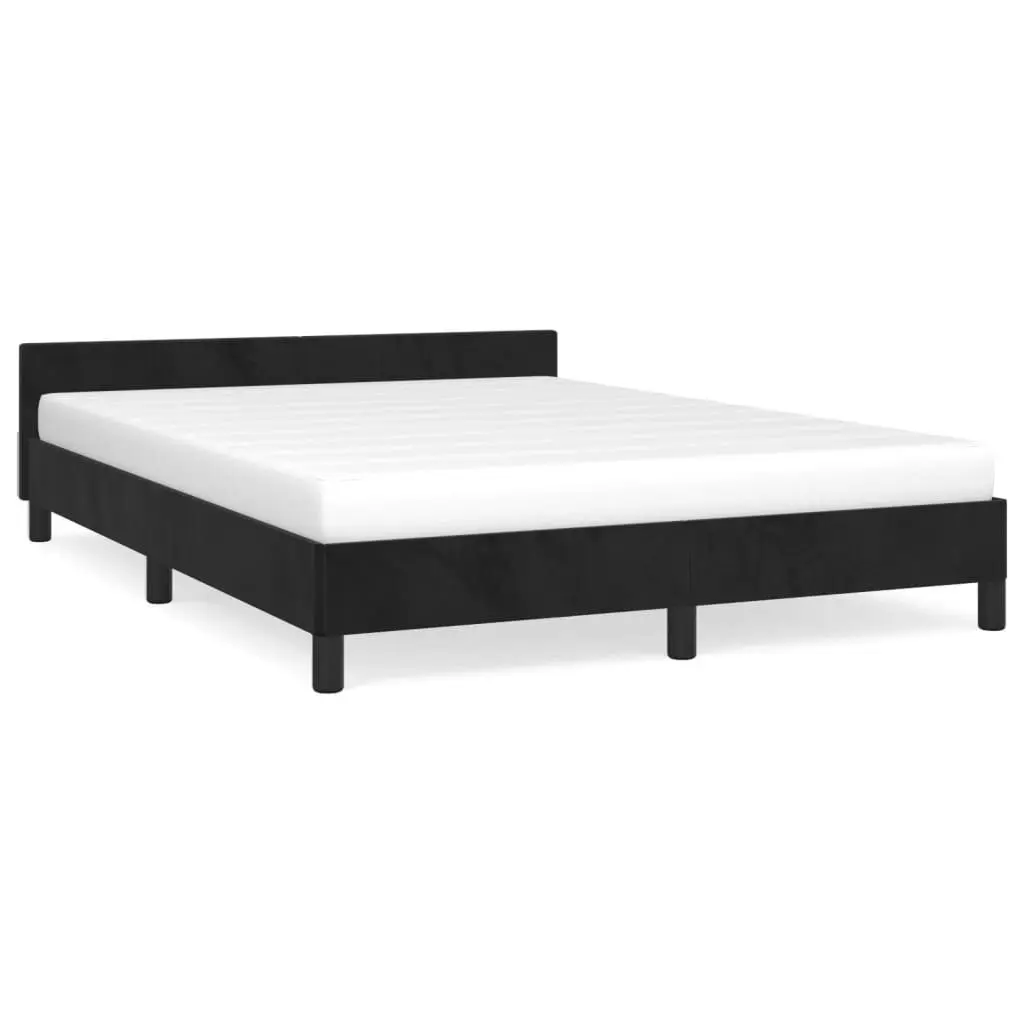 Bed Frame with Headboard Black 137x187 cm Double Velvet 347605