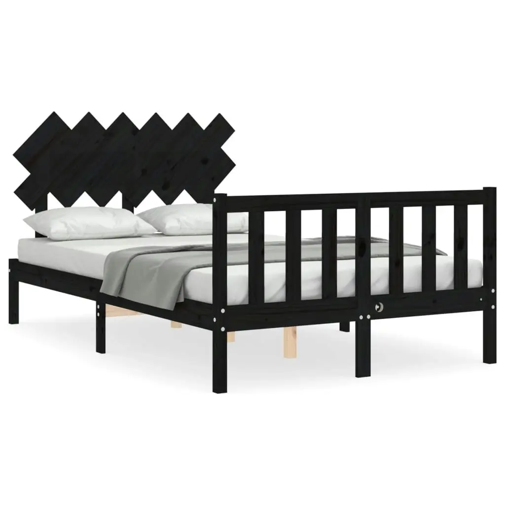 Bed Frame without Mattress Black 135x190 cm Solid Wood Pine 3193445