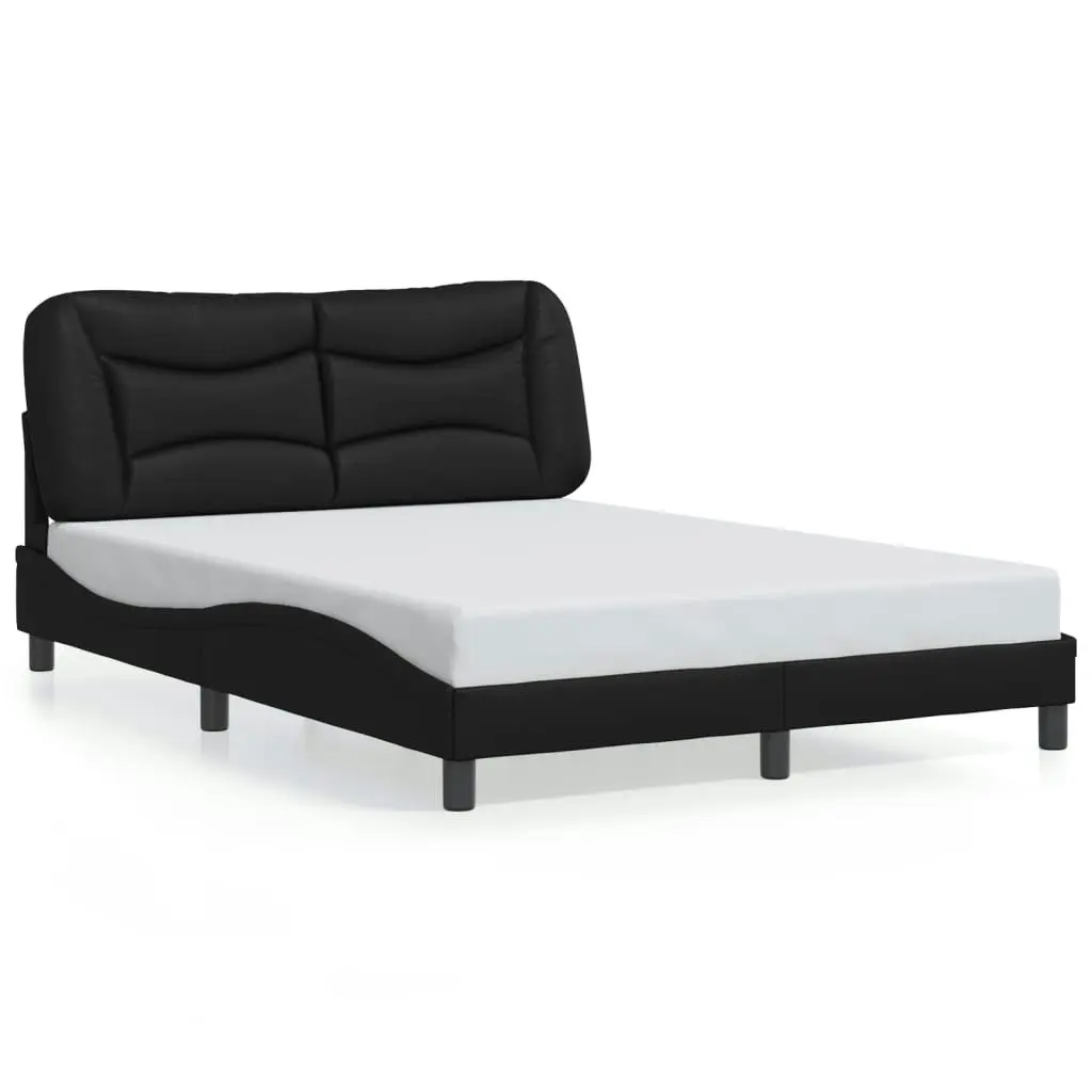 Bed Frame with Headboard Black 137x190 cm Faux Leather 3208258