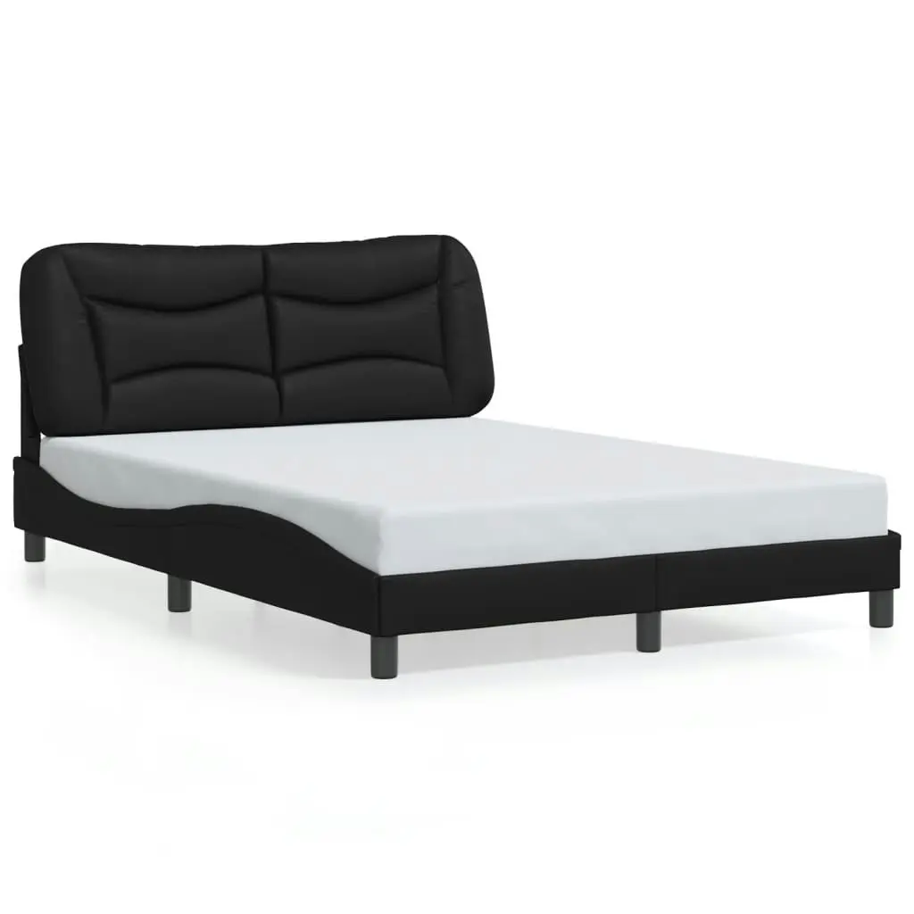 Bed Frame with Headboard Black 137x190 cm Faux Leather 3208036