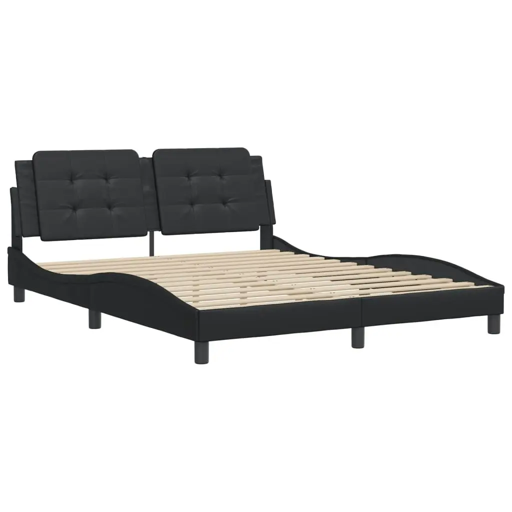 Bed Frame without Mattress Black 152x203 cm Queen Faux Leather 3208221