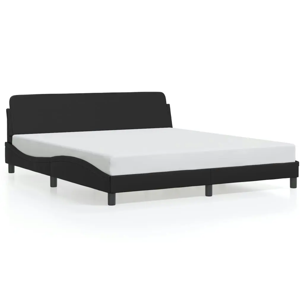 Bed Frame with Headboard Black 183x203 cm King Size Faux Leather 3207666