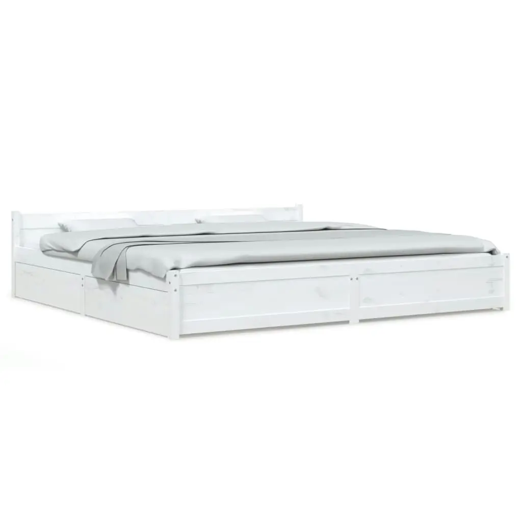 Bed Frame with Drawers White 183x203 cm King Size 3103575