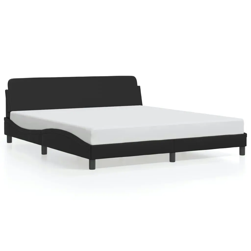 Bed Frame with Headboard Black 183x203 cm King Size Faux Leather 373238