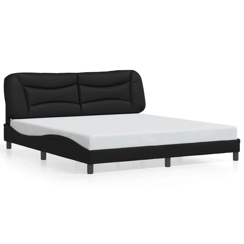 Bed Frame with Headboard Black 183x203 cm King Size Faux Leather 3208016