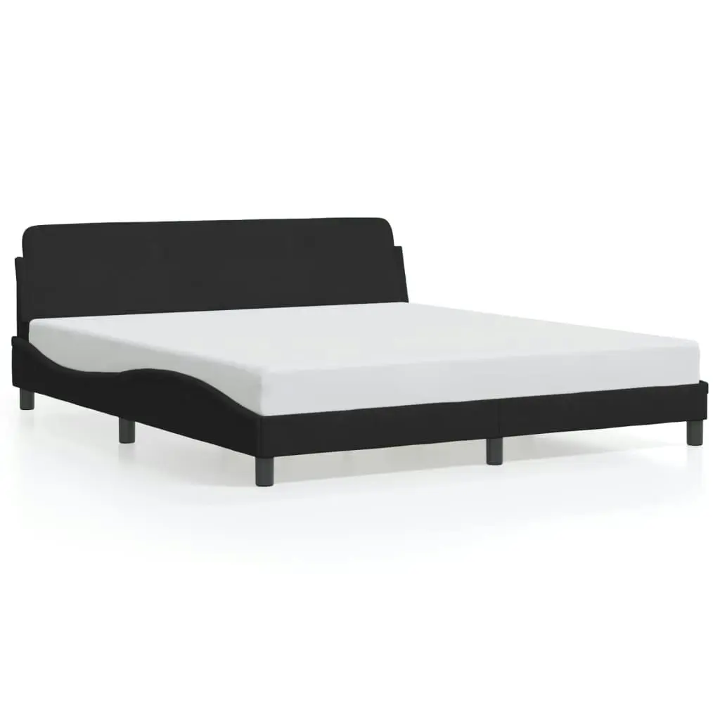 Bed Frame with Headboard Black 183x203 cm King Size Velvet 373234