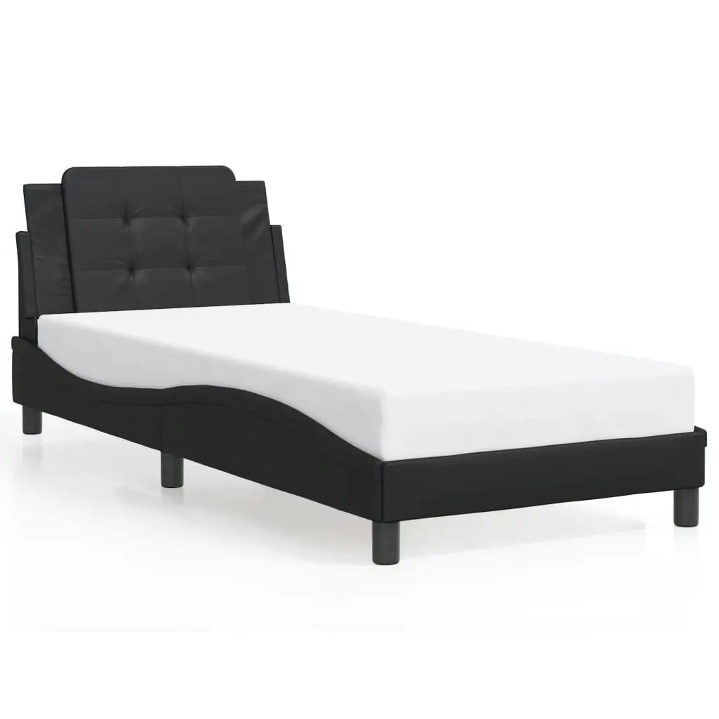 Bed Frame with Headboard Black 90x190 cm Faux Leather 3208149