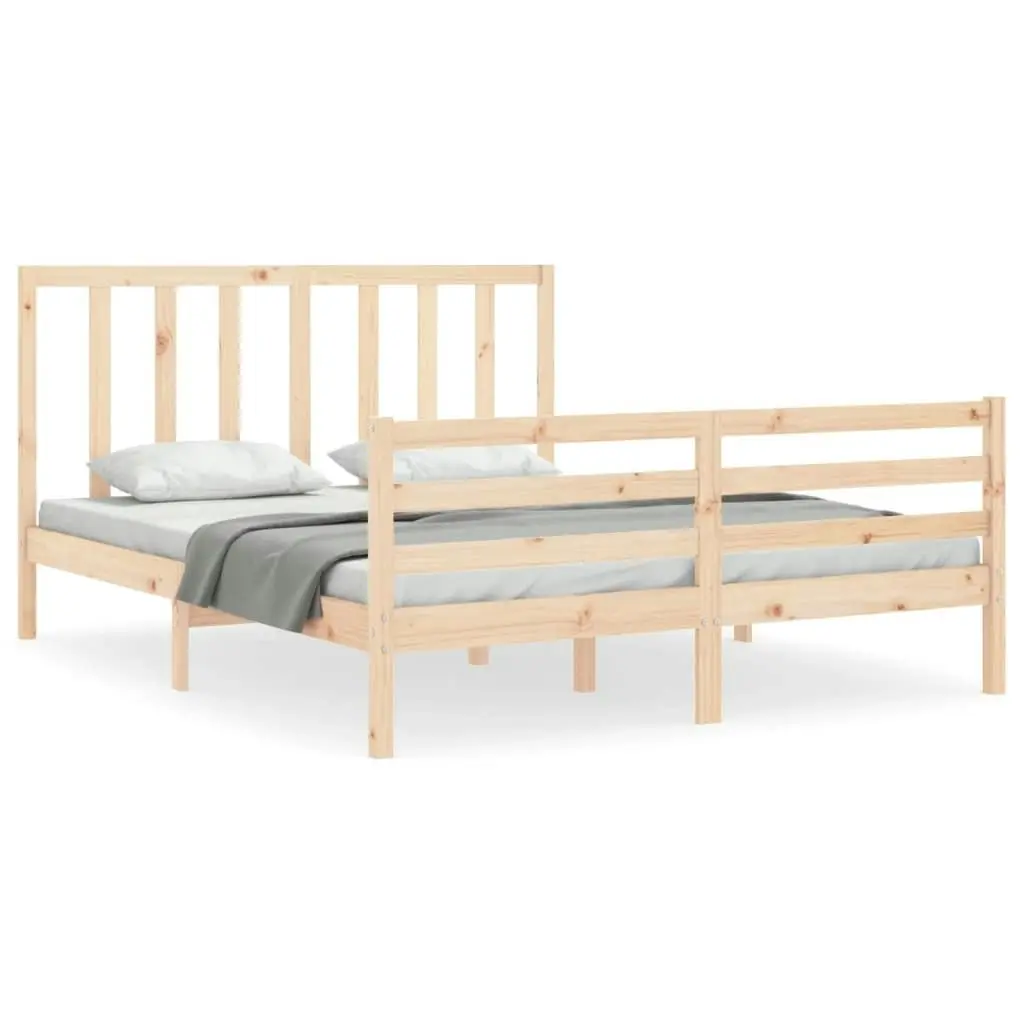 Bed Frame with Headboard 153x203 cm Queen Solid Wood 3193796