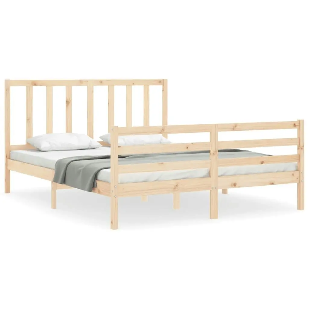 Bed Frame with Headboard 153x203 cm Queen Solid Wood 3193861