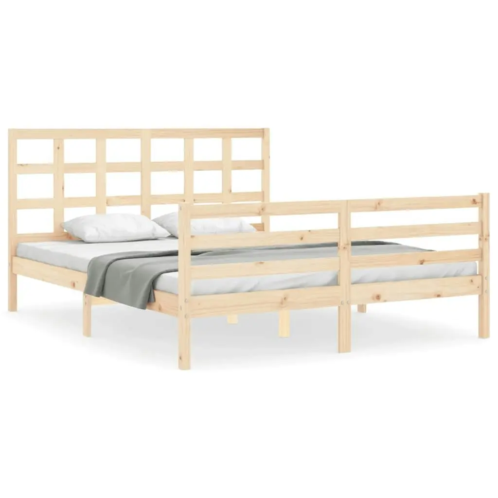 Bed Frame with Headboard 153x203 cm Queen Solid Wood 3193991