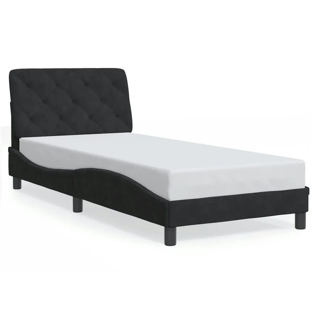 Bed Frame with Headboard Black 90x190 cm Velvet 3207895