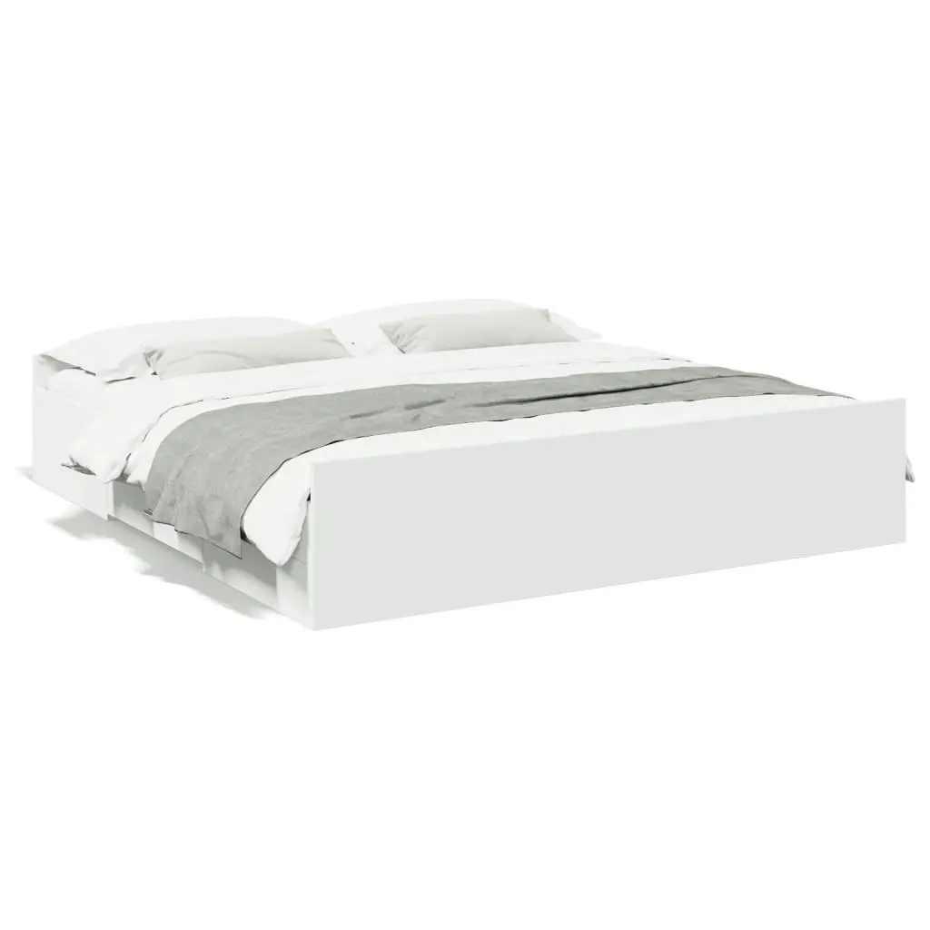 Bed Frame with Drawers White 183x203 cm King Size Engineered Wood 3280272