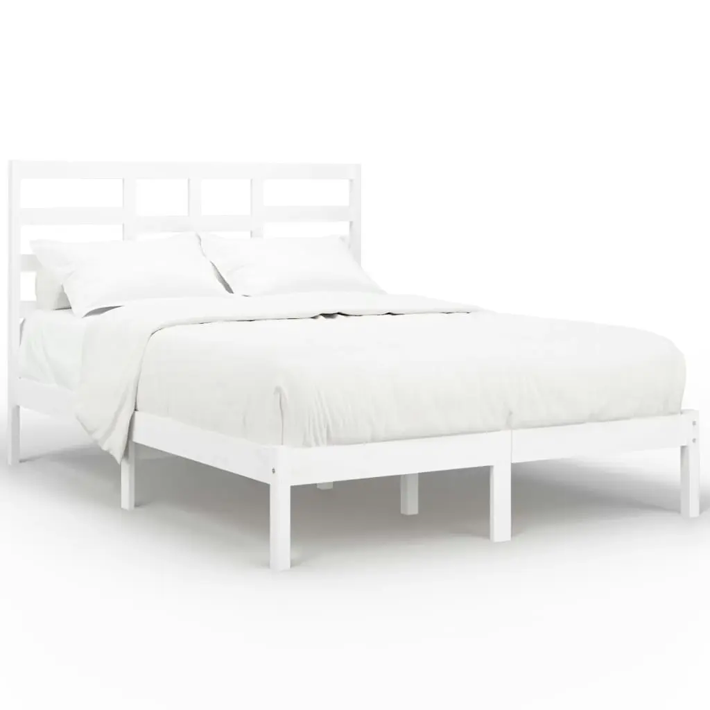 Bed Frame without Mattress White Solid Wood 135x190 cm 3105771