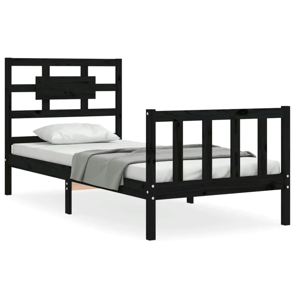 Bed Frame without Mattress Black 90x190 cm Solid Wood Pine 3192525