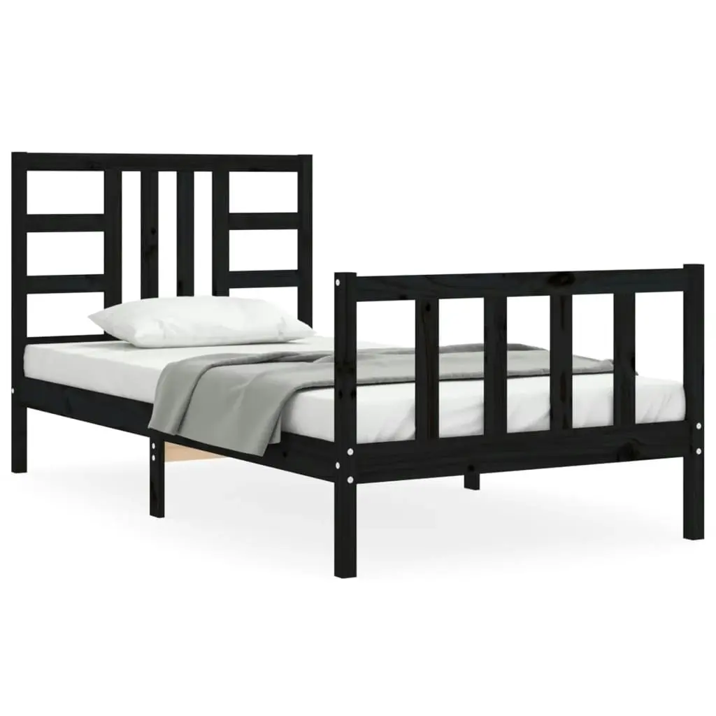 Bed Frame without Mattress Black 90x190 cm Solid Wood Pine 3191940