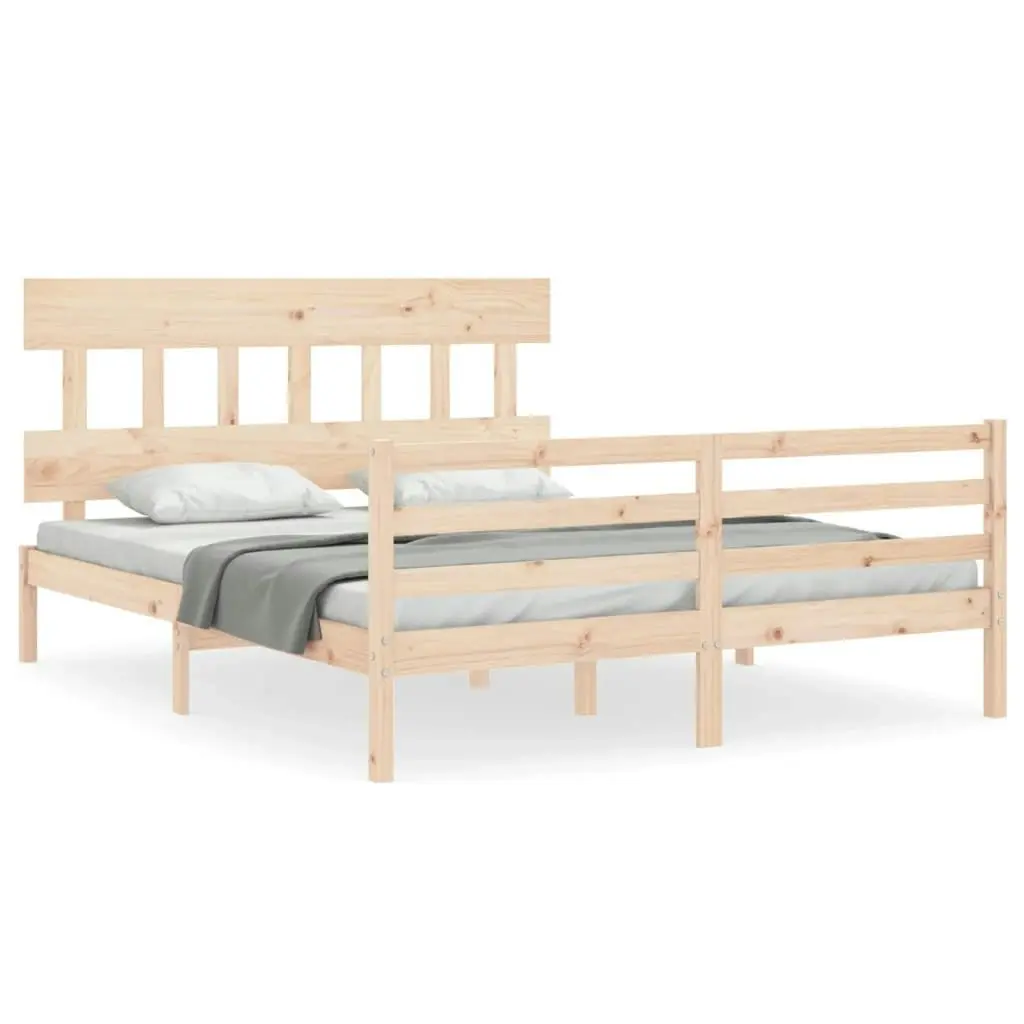 Bed Frame with Headboard  153x203 cm Queen Solid Wood 3195161