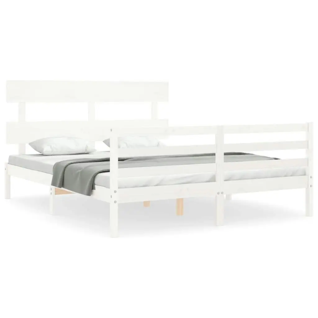 Bed Frame without Mattress White 150x200 cm Solid Wood 3195097