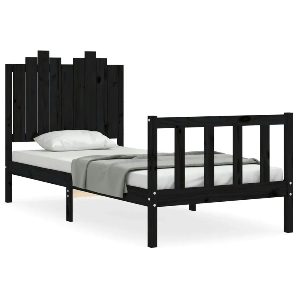 Bed Frame without Mattress Black 90x190 cm Solid Wood Pine 3192265