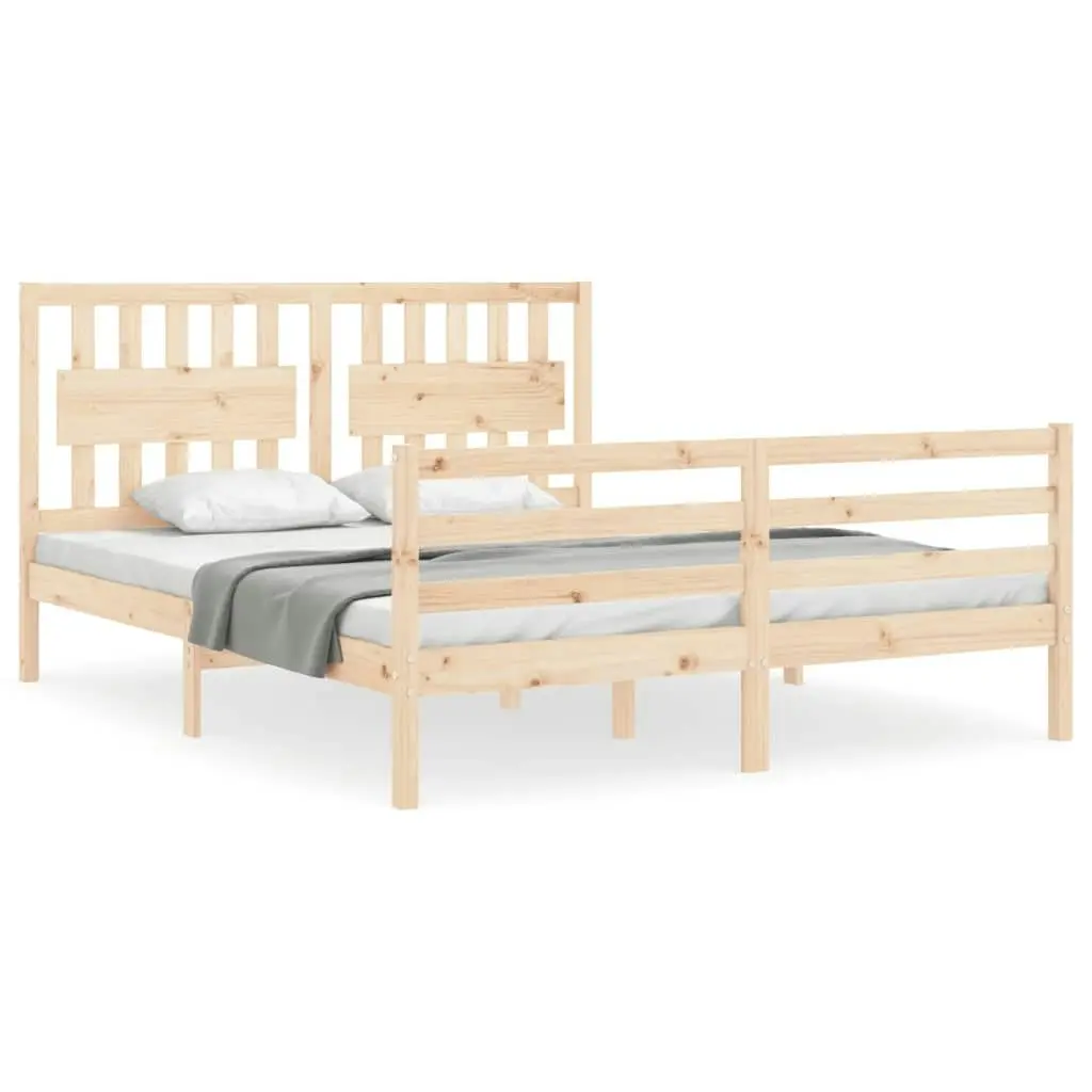 Bed Frame with Headboard 153x203 cm Queen Solid Wood 3194316