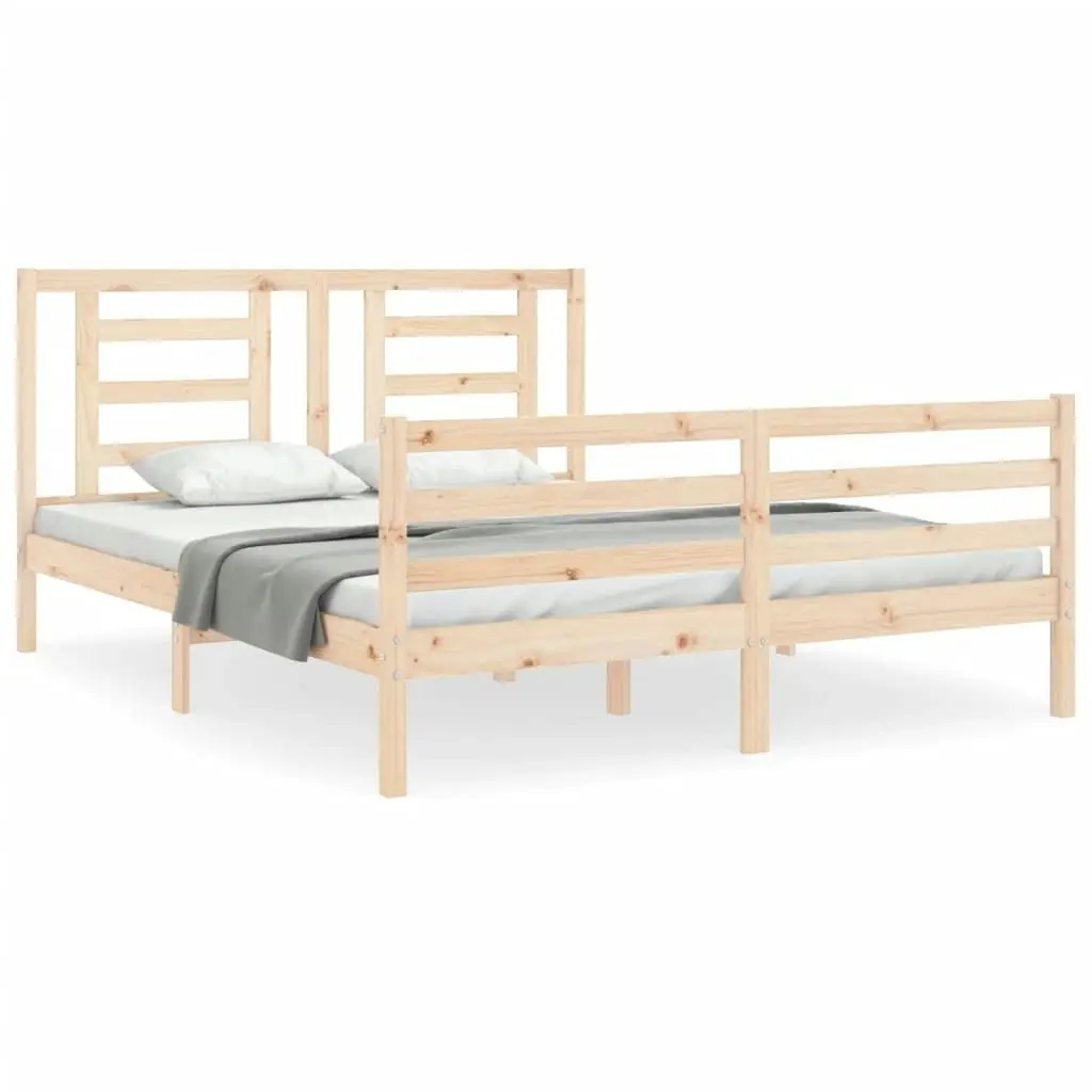 Bed Frame with Headboard 153x203 cm Queen Solid Wood 3194706