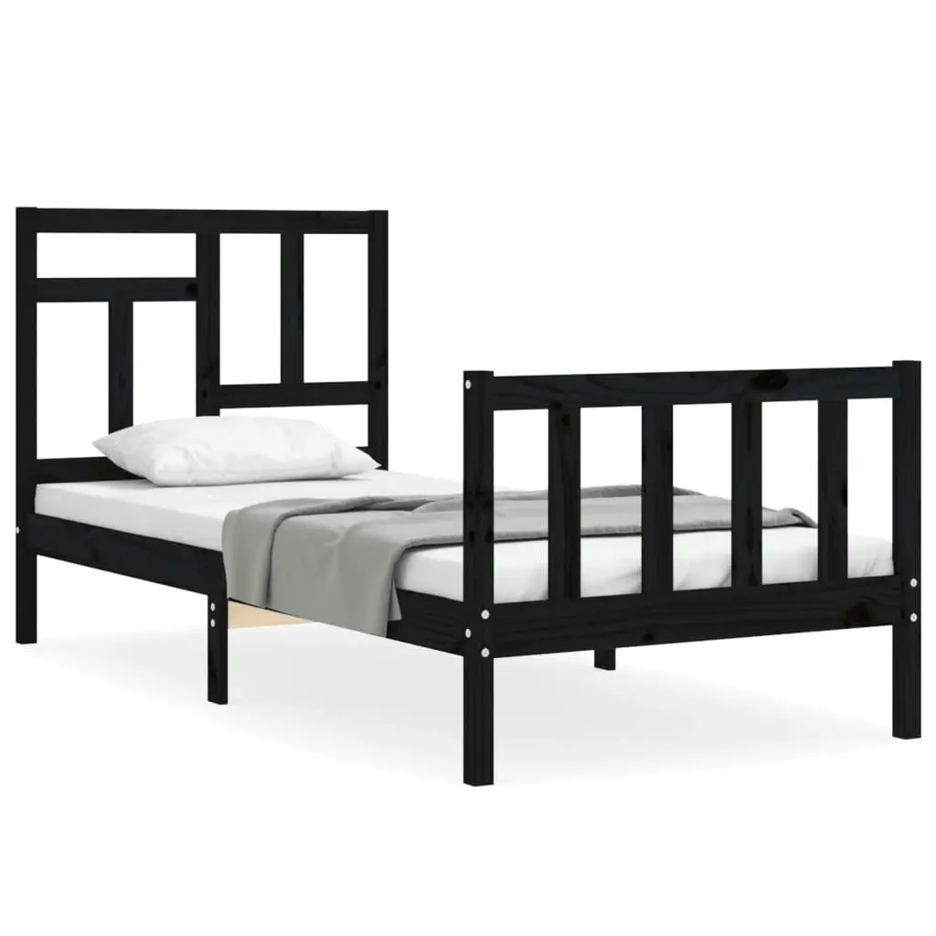 Bed Frame without Mattress Black 90x190 cm Solid Wood Pine 3193110