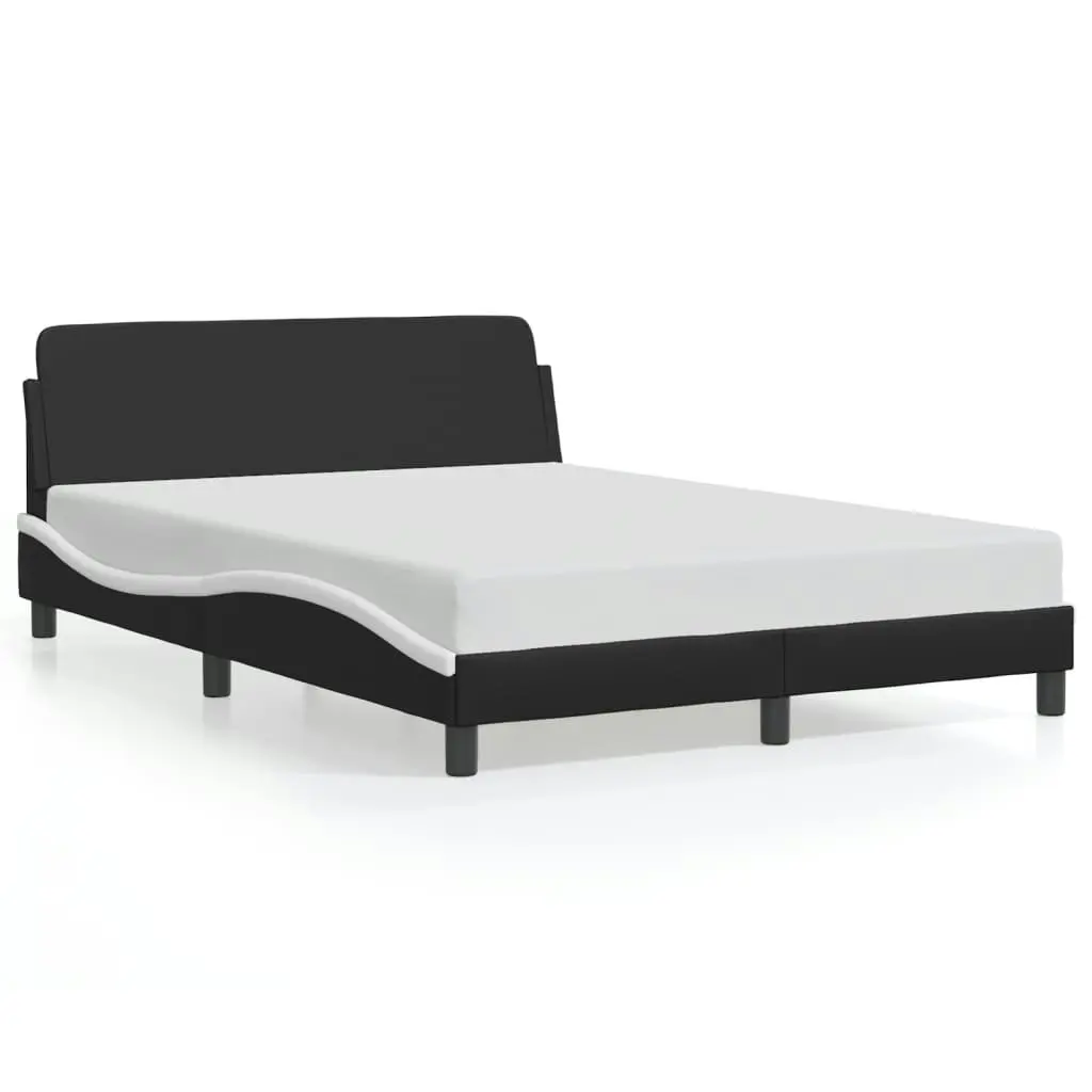 Bed Frame with Headboard Black and White 137x190 cm Faux Leather 3207673