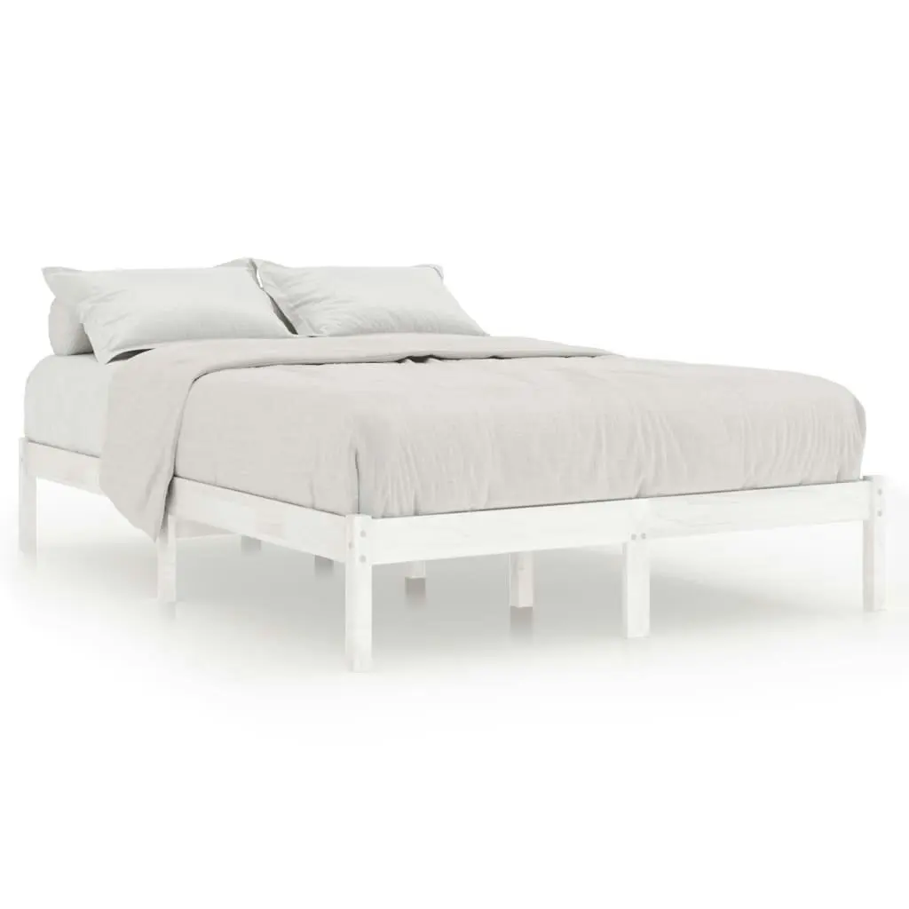 Bed Frame White Solid Wood 153x203 cm Queen Size 810023