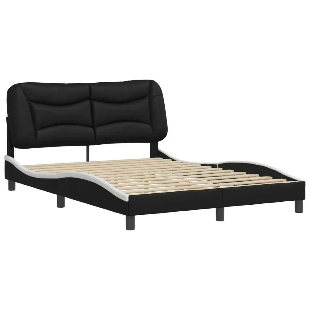 Bed Frame without Mattress Black and White 137x187 cm Double Faux Leather 3208038