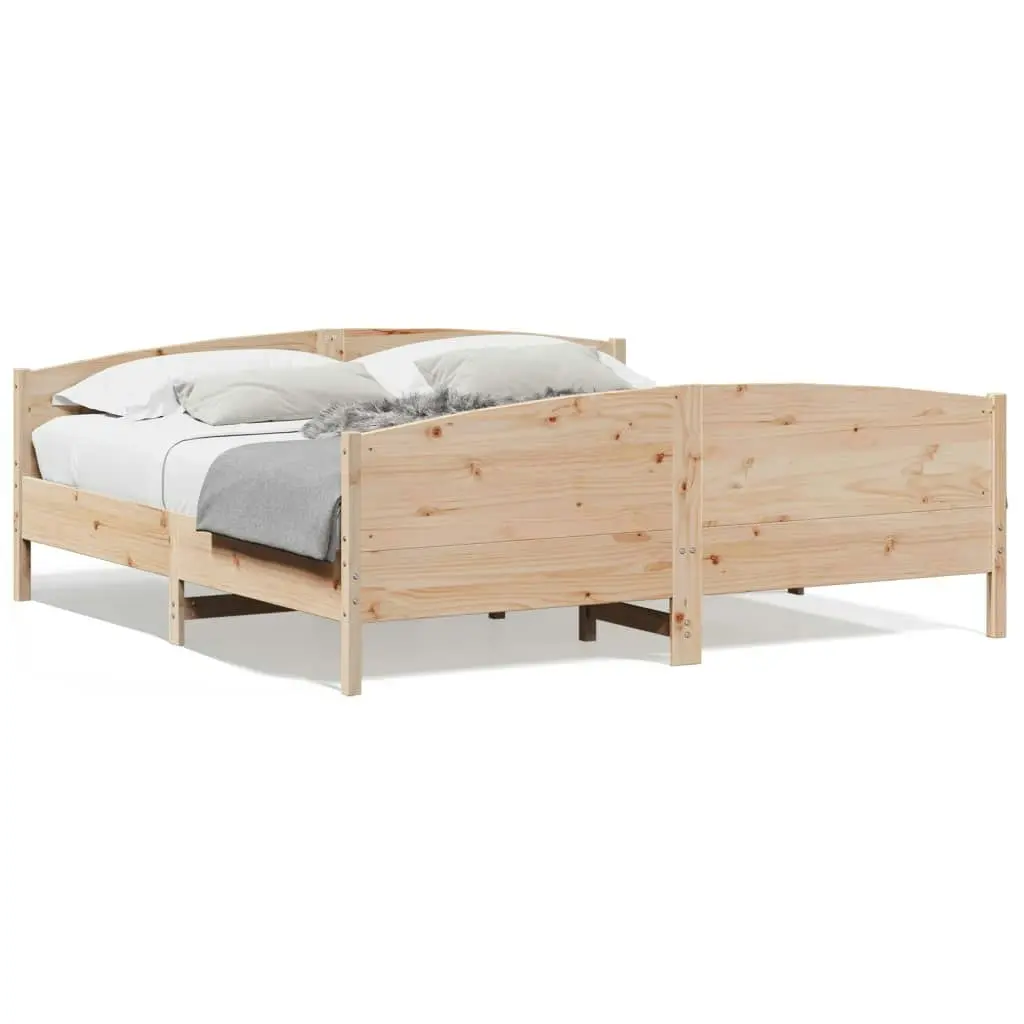 Bed Frame with Headboard 183x203 cm King Size Solid Wood Pine 3216164