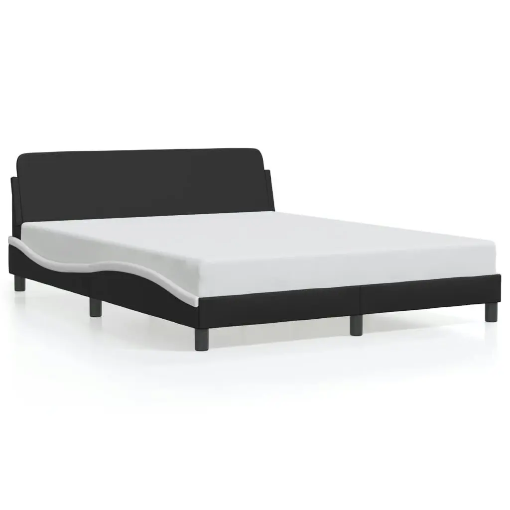 Bed Frame with Headboard Black and White 152x203 cm Faux Leather 3207679