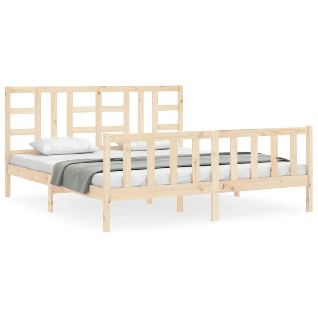 Bed Frame without Mattress 183x203 cm King Solid Wood Pine 3191986