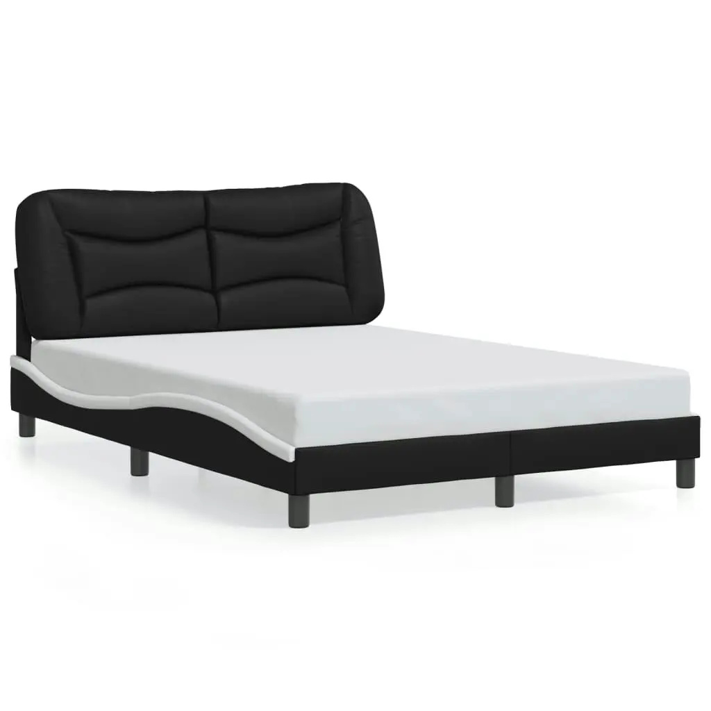 Bed Frame with Headboard Black and White 137x190 cm Faux Leather 3208259