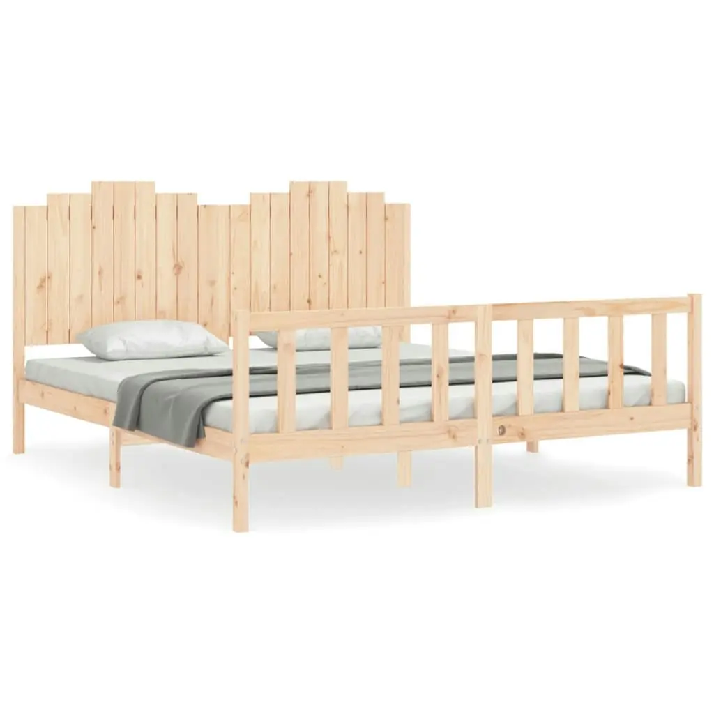 Bed Frame with Headboard 183x203 cm King Solid Wood 3192311