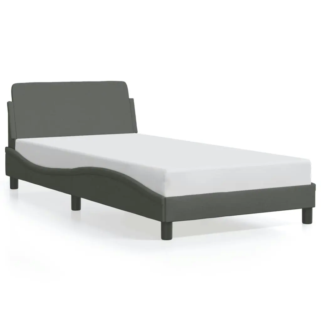 Bed Frame with Headboard Dark Grey 107x203 cm Fabric 373311